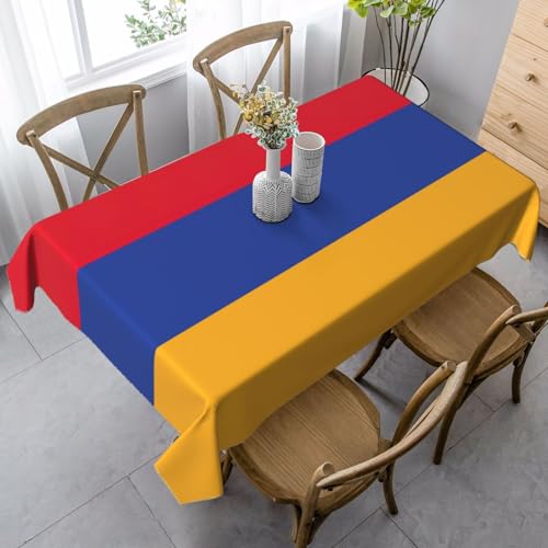 ETASUIOL Tischdecke mit Flagge von Armenien, Bauernhaus-Tischdecke, rechteckig, weicher Pfirsichleder-Stoff von ETASUIOL