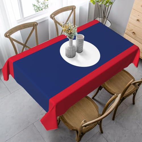 ETASUIOL Tischdecke mit Flagge von Laos, rechteckig, weicher Pfirsichleder-Stoff von ETASUIOL