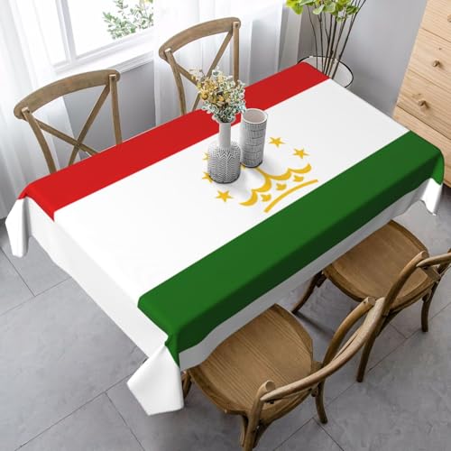 ETASUIOL Tischdecke mit Flagge von Tadschikistan, Bauernhaus-Tischdecke, rechteckig, weicher Pfirsichleder-Stoff von ETASUIOL