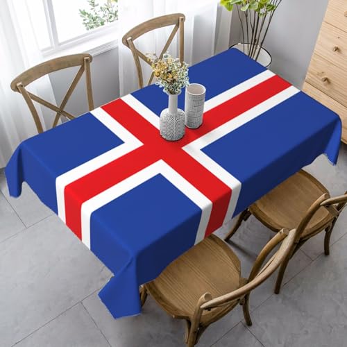 ETASUIOL Tischdecke mit Islandflagge, rechteckig, weicher Pfirsichleder-Stoff von ETASUIOL