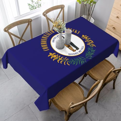 ETASUIOL Tischdecke mit Kentucky-Staatsflaggen-Druck, rechteckige Party-Tischdecke, weicher Pfirsichleder-Stoff von ETASUIOL