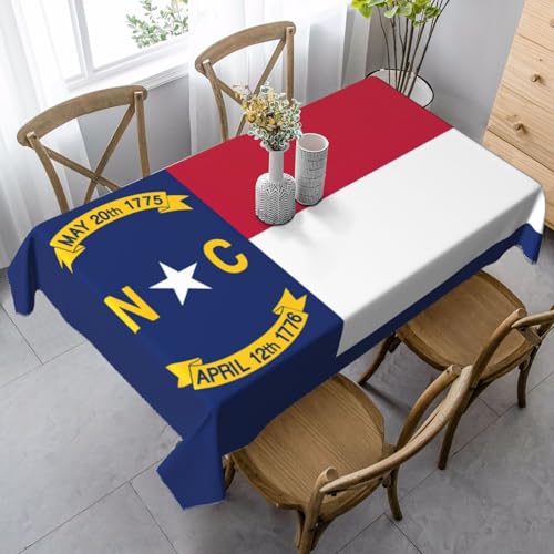 ETASUIOL Tischdecke mit Landesflagge von North Carolina, rechteckig, Party-Tischdecke, weicher Pfirsichleder-Stoff von ETASUIOL