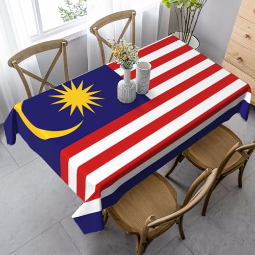 ETASUIOL Tischdecke mit Malaysia-Flagge, rechteckig, weicher Pfirsichleder-Stoff von ETASUIOL