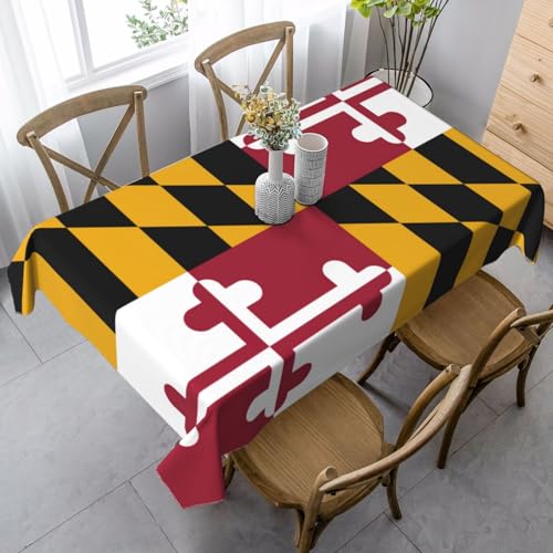 ETASUIOL Tischdecke mit Maryland-Staatsflaggen-Druck, rechteckige Party-Tischdecke, weicher Pfirsichleder-Stoff von ETASUIOL