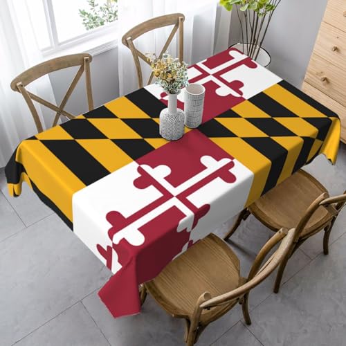 ETASUIOL Tischdecke mit Maryland-Staatsflaggen-Druck, rechteckige Party-Tischdecke, weicher Pfirsichleder-Stoff von ETASUIOL