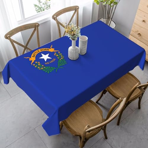 ETASUIOL Tischdecke mit Nevada-Flaggen-Druck, rechteckige Party-Tischdecke, weicher Pfirsichleder-Stoff von ETASUIOL