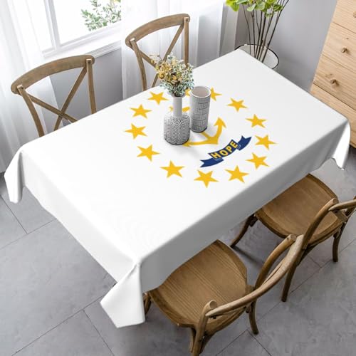 ETASUIOL Tischdecke mit Rhode Island-Staatsflagge, rechteckig, Party-Tischdecke, weicher Pfirsichleder-Stoff von ETASUIOL