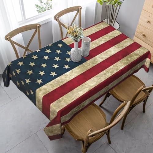 ETASUIOL Tischdecke mit amerikanischer Flagge, rechteckig, weicher Pfirsichleder-Stoff von ETASUIOL