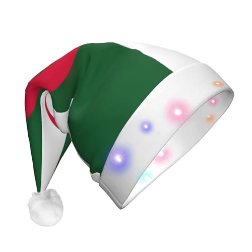 ETASUIOL Weihnachtsmütze mit Flagge von Algerien, beleuchtet, für festliche Mode und saisonale Dekoration von ETASUIOL