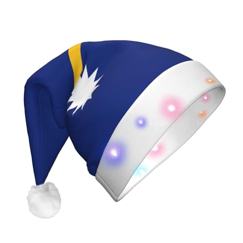 ETASUIOL Weihnachtsmütze mit Nauru-Flagge für Erwachsene, beleuchtet, für festliche Mode und saisonale Dekoration von ETASUIOL