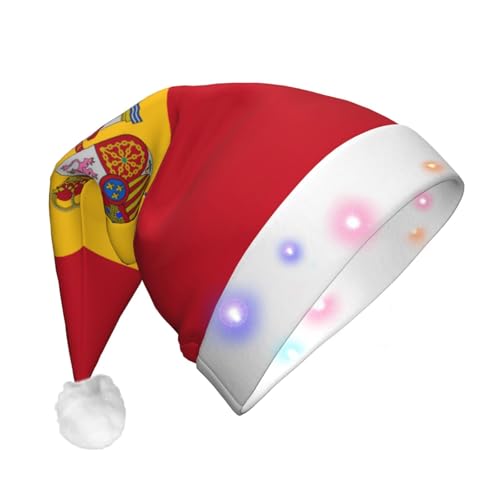 ETASUIOL Weihnachtsmütze mit spanischer Flagge, beleuchtet, für festliche Mode und saisonale Dekoration von ETASUIOL