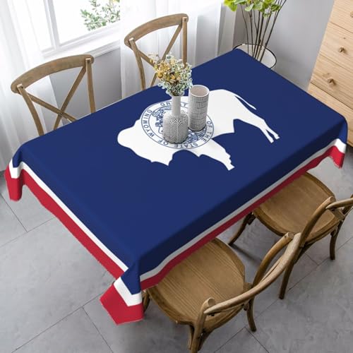 ETASUIOL Wyoming Tischdecke mit Staatsflaggen-Druck, rechteckige Party-Tischdecke, weicher Pfirsichleder-Stoff von ETASUIOL