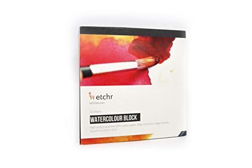 ETCHR Aquarellpapierblock – 6in professioneller Baumwoll-Block für kalte Presse 300 g – Kaltpresse Wasserfarben Baumwoll-Papierblock – verwindungsbeständiger Aquarell-Papierblock von ETCHR