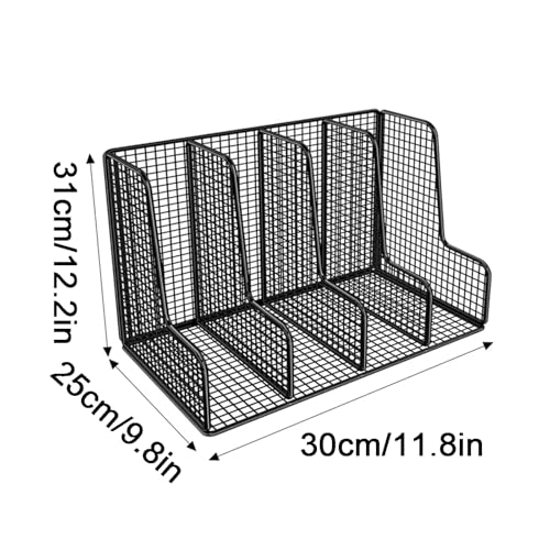 ETHORY Desktop-Aktenkorb, Eisen-Aktenkorb, tragbarer Aktenorganisator, Aktenkorb mit Fächern von ETHORY