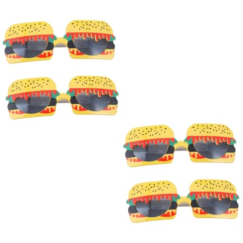 ETHZZLE 4 Stück Hamburger Sonnenbrille Neuartige Party-Sonnenbrille Windsäcke und Spinner Maskerade-Brille sonnenbrillen sonnenrbille schnapsgläser lustige Brille Partybrille Abs Yellow von ETHZZLE