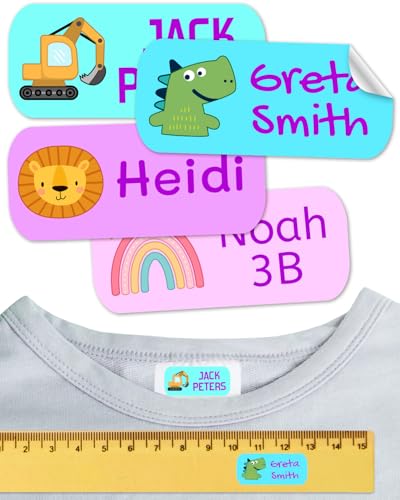 Namensaufkleber für Kinder. Kleidung und Gegenstände. Namensschilder waschmaschinenfest und personalisiert text und symbolen (Fantasie, 100 Stück) von ETIKIDS