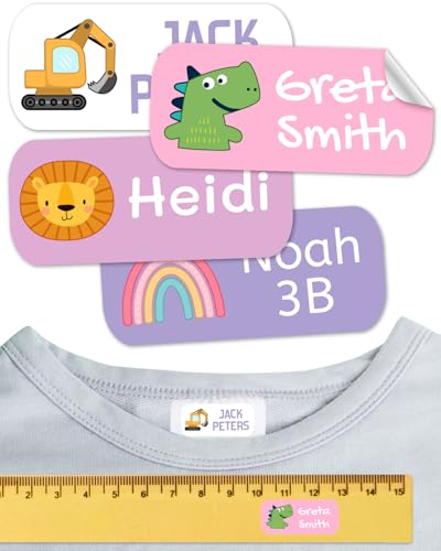 Namensaufkleber für Kinder. Kleidung und Gegenstände. Namensschilder waschmaschinenfest und personalisiert text und symbolen (Palette 15, 100 Stück) von ETIKIDS