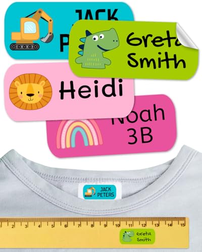 Namensaufkleber für Kinder. Kleidung und Gegenstände. Namensschilder waschmaschinenfest und personalisiert text und symbolen (Palette 9, 100 Stück) von ETIKIDS