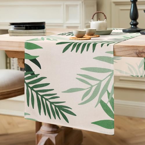 Tischläufer Modern Tischläufer Grün Tischläufer Dunkelgrün Blätter Polyester Tischläufer Rechteckige Dekoration Tabletop Dekor für Drinnen Draußen Urlaub Party Picknick Küche Wohnzimmer Dekor 40x140 von ETOLISHOP