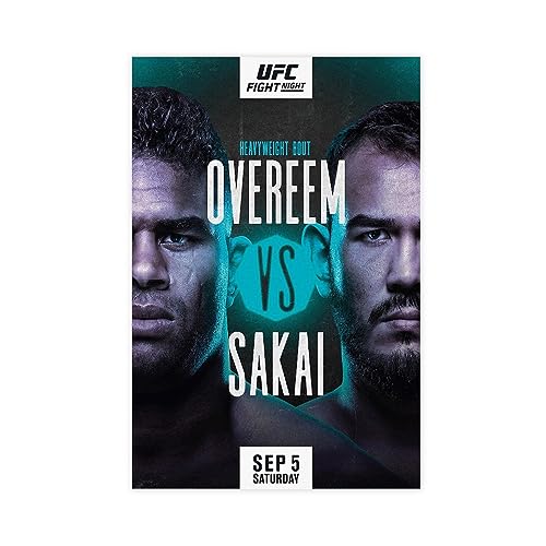 UFC Fight Night 176; Alistair Overeem vs. Augusto Sakai 2020 Boxposter auf Leinwand, Wandkunst, Dekordruck, Bild Gemälde für Wohnzimmer, Schlafzimmer, Dekoration, ungerahmt, 40 x 60 cm von ETOMEY
