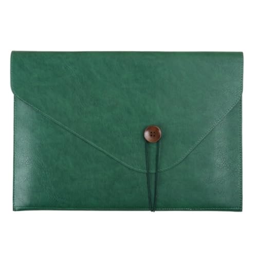 ETOPARS PU Umschläge Dokument Datei Ordner Taschen mit Knopf A4 Größe 2 Taschen für Schulbüro Home Work Briefpapier Organizer(Grün) von ETOPARS