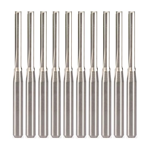 CVBFGH 10 Stück SHK 3,175 mm 2 mm 15 mm 17 mm gerader Schlitz-Bit Holzschneider Vollhartmetall zwei Doppelflöten-Bits Fräser(10pcs 3.175x2x10) von ETQWDXOL