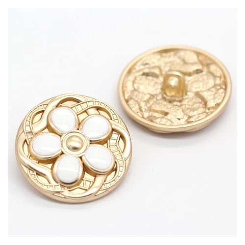 CVBFGH Blume Frauen Mantel Gold Metall Knöpfe for Kleidung Anzug Blazer handgemachte Dekorationen for Handarbeiten Nähen Zubehör(Gold White,18mm 6pcs) von ETQWDXOL