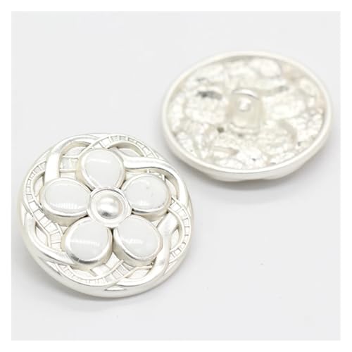 CVBFGH Blume Frauen Mantel Gold Metall Knöpfe for Kleidung Anzug Blazer handgemachte Dekorationen for Handarbeiten Nähen Zubehör(White White,18mm 6pcs) von ETQWDXOL