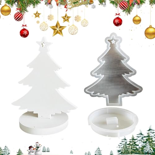 3 Stile Weihnachten Silikonform Seifenform Epoxidharz, 2pcs Weihnachtsbaum Teelichthalter Kerzenformen,Silikonformen Gießformen Kerzenhalter, Kreativer Weihnachtsbaum Silikon-Weihnachtsbaumform von ETUCYNG