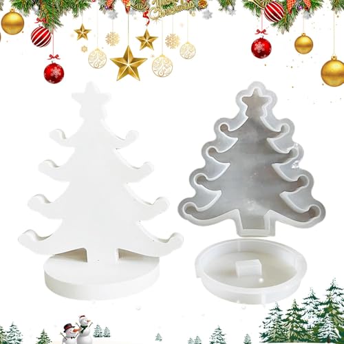 3 Stile Weihnachten Silikonform Seifenform Epoxidharz, 2pcs Weihnachtsbaum Teelichthalter Kerzenformen,Silikonformen Gießformen Kerzenhalter, Kreativer Weihnachtsbaum Silikon-Weihnachtsbaumform von ETUCYNG