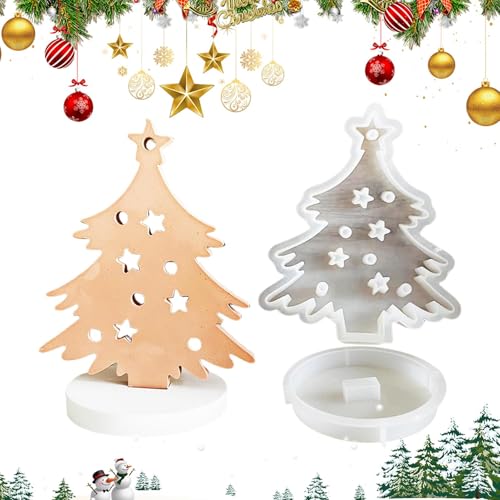 3 Stile Weihnachten Silikonform Seifenform Epoxidharz, 2pcs Weihnachtsbaum Teelichthalter Kerzenformen,Silikonformen Gießformen Kerzenhalter, Kreativer Weihnachtsbaum Silikon-Weihnachtsbaumform von ETUCYNG