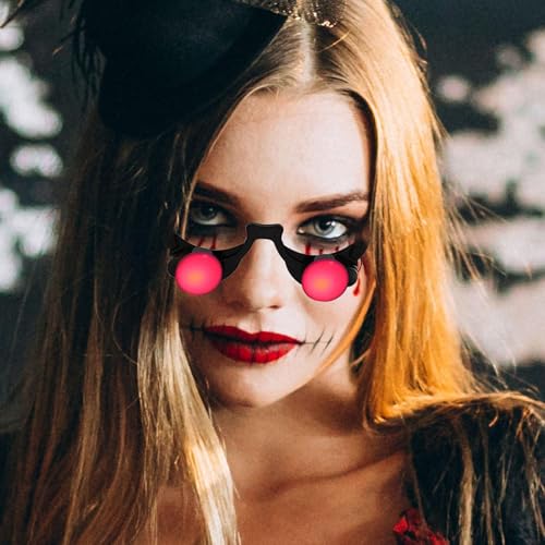 ETUCYNG 2 Paar 14.5cm Leuchtende Halloween-Brille, Neuartige Leuchtende Brille, Halloween-Rotlichtbrille, Horror-rote Brillen-RequisitenRot Leuchtende Augen Brille, Rote Blinkende Augenbrille von ETUCYNG