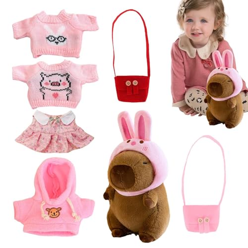 ETUCYNG Capybara Plüschtier Mit Kleidung, 25cm Cute Capybara Plüschtier Spielzeug Mit Kleidung & Zubehör, Dress Up Capybara Plüsch Puppe, Cartoon Capybara Plüschtier, Capybara Plüsch Spielzeug von ETUCYNG