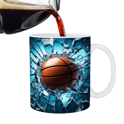 ETUCYNG Loch in einer Wandtasse, 3D-Kugeltasse | Flacher Ballbecher mit 3D-Effekt, tragbar - Lebendige Farben Keramiktasse, Keramik-Teetasse für Kaffee, Tee, heiße Schokolade und Getränke von ETUCYNG