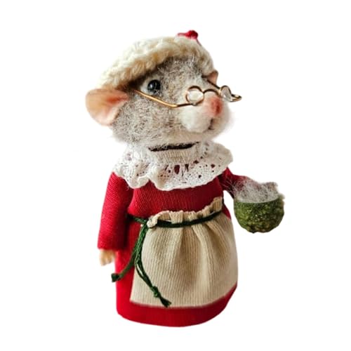 ETUCYNG Nadelgefilzte Maus, Nadelfilz Maus, Mäuse Aus Wollfilz, Weihnachtsmäuse Ornament, Weihnachtsmaus Aus Wollfilz, Weihnachtsdekoration, Handgefertigte Nadelfilzmäuse, Für Festivals von ETUCYNG