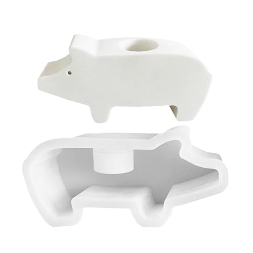 ETUCYNG Schweinchen Kerzenhalterform, Schweinchen Silikonform Kerzenhalter, Silikon Gießform Kerzenhalter, Kerzenständer Epoxidharzformen In Tierform, Silikon Kerzenhalter Form 11.5x6cm von ETUCYNG