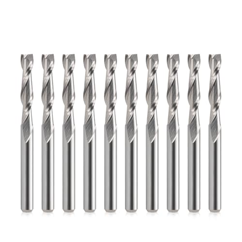 EU_HOZLY 3.175X3.175X17mm Zwei Flöten VHM Micro End Fräser CNC Holz Gravierwerkzeuge Spiral Router Bits Packung mit 10 von HOZLY