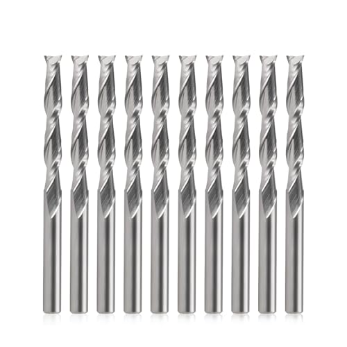 EU_HOZLY 3.175X3.175X22mm Zwei Flöten VHM Micro End Fräser CNC Holz Gravierwerkzeuge Spiral Router Bits Packung mit 10 von HOZLY