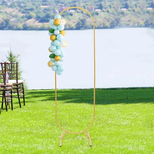 2M Gold Hochzeitsbogen Metall Oval Ballonbogen Garten Hintergrund Blumenballonständer Ballon Bogen Stand für Hochzeit, Party, Kommerzielle Feiern von EUAIIPull