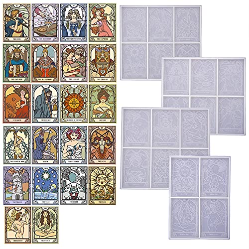 EUBEISAQI Tarot-Silikonformen für Tarotkarten, Kunstharz, Gießformen für DIY Tarot-Anhänger, Epoxidharz, Gießformen für Tarot-Ornament-Bastelprojekte, 22 Stück von EUBEISAQI