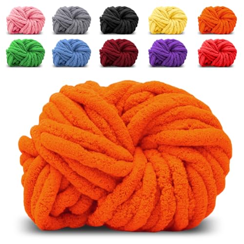 Dicker Wollfaden Garn Orange, Sperrige Armstricken Wolle Knitting, Grobstrick Wollgarn zum Häkeln für Decke Haustier Nest, Decke, Zierkissen von EUBSWA