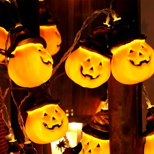 EUBSWA Halloween Kürbis Lichter Deko, 3 Meter 20 LED Lichter Dekoration Kürbis Lichterkette, Außen Batterie Pumpkin Licht für Halloween Kinderparty, Garten von EUBSWA