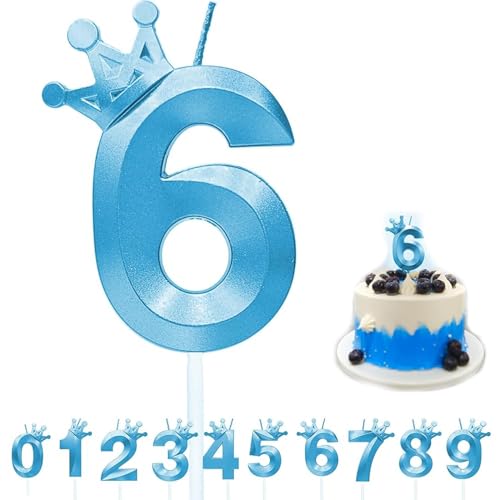 1 pcs Geburtstagskerzen Zahlen 6, 3D kerze 6 geburtstag junge (Blau) von EUDSRODEMY