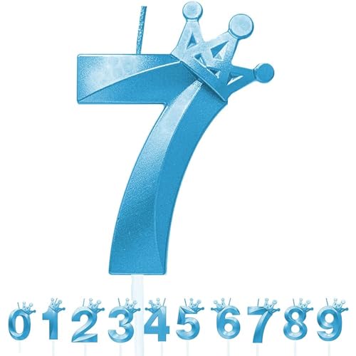 1 pcs Geburtstagskerzen Zahlen 7, 3D kerze 7 geburtstag junge (Blau) von EUDSRODEMY