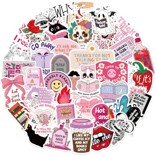 EUFFO Bookish Aufkleber 50 Stücke, Kawaii Rosa Sticker Set für Koffer Laptop Scrapbook Journal Kindle Helm Motorrad Skateboard Auto Fahrrad Computer Wasserfeste Decals von EUFFO