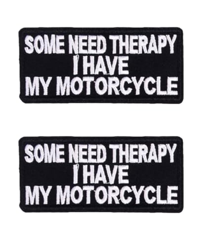 EUIOSFDC Aufnäher mit Aufschrift "Some Need Therapy I Have My Motorrad", bestickt, zum Aufnähen oder Aufbügeln, 2 Stück von EUIOSFDC