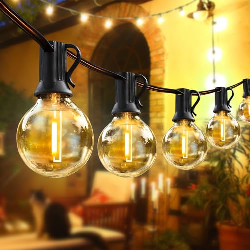 LED Lichterkette Außen,10M Lichterkette außen strom mit 15+1 G40 Plastik LED Birnen 2700K Warmweiße,IP65 Wasserdicht Lichterketten Außenbereich für Garten, Hochzeit,Party von EUJAM