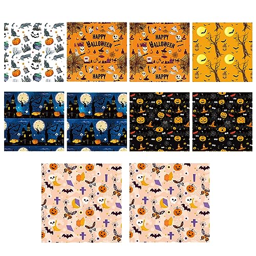 EULAPGOE 10 Stück Blatt Halloween Geschenkpapier Set,Braun Kraft Geschenkpapier Vintage Geschenkverpackungen Perfekt Für Halloween,Den Tag Der Toten(Viele Stile) von EULAPGOE