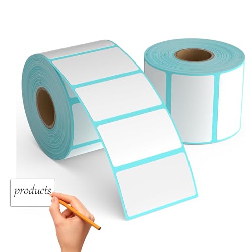 EULAPGOE 2 Rollen weißes Etikettenpapier, angepasstes Etikettendruckpapier, Thermo-Aufkleberpapier (40x30mm) Wasserdichtes selbstklebendes Beschriftungsband von EULAPGOE