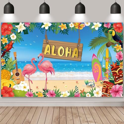 EULAPGOE Hawaiisch Party Dekoration Zubehör Strand Hintergrund Party Banner Luau Party Foto Stand Hintergrund Banner für Luau Party Dekorationen für Aloha Themen Partys von EULAPGOE